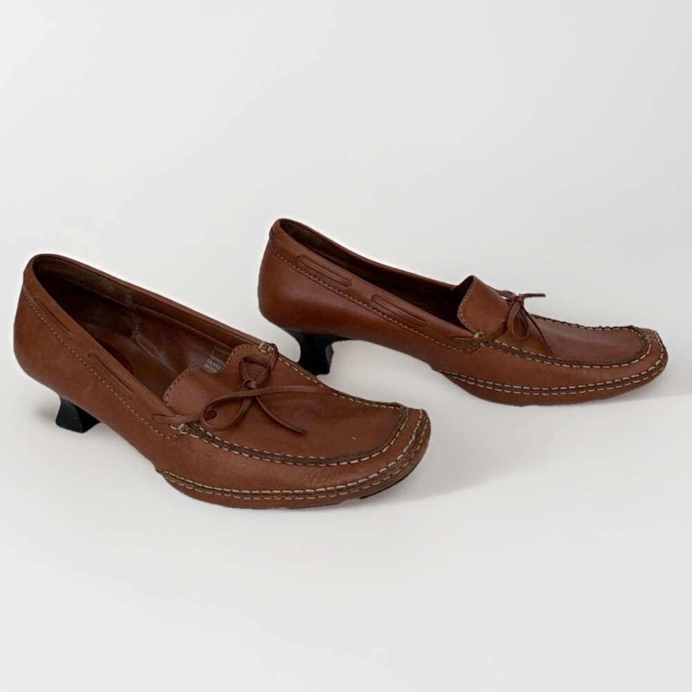 Me Too Saxon Heels Heeled Loafers Genuine Leather Sz 8